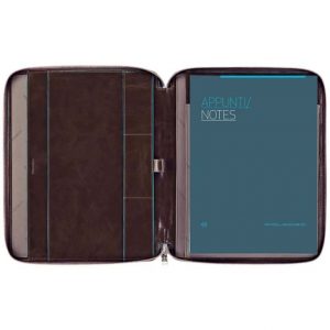 Portablocco Sottile F.to A4 Con Zip In Pelle Piquadro Mogano Linea Blue Square - PB1164B2/MO