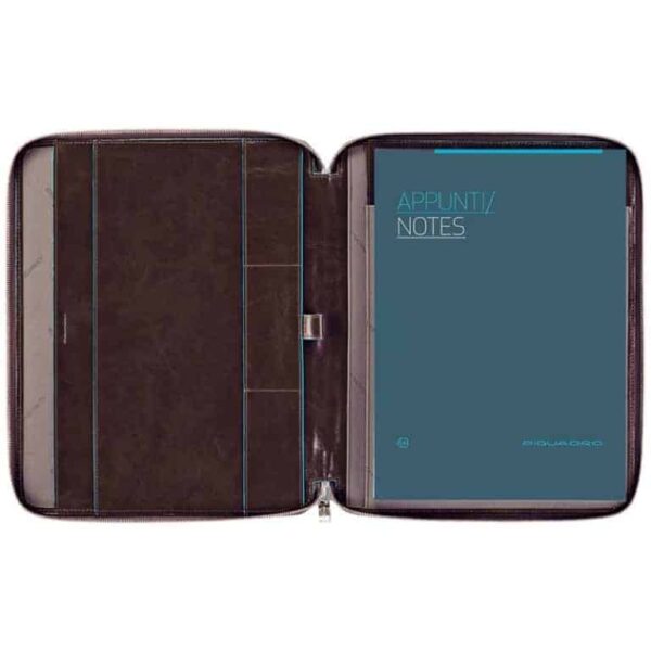 Portablocco Sottile F.to A4 Con Zip In Pelle Piquadro Mogano Linea Blue Square - PB1164B2/MO