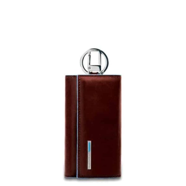 Portachiavi Piquadro porta blindata pelle Blue Square mogano
