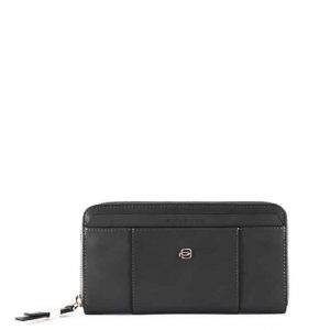 Portafoglio Piquadro donna 4 soffietti chiusura zip pelle Circle nero