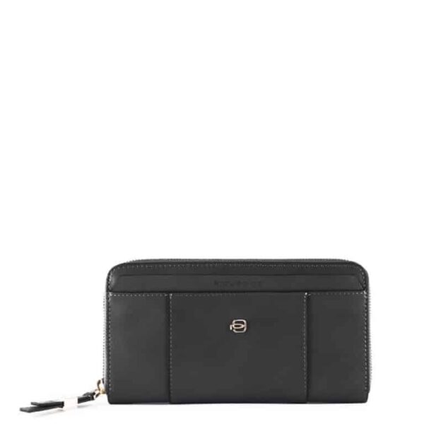 Portafoglio Piquadro donna 4 soffietti chiusura zip pelle Circle nero