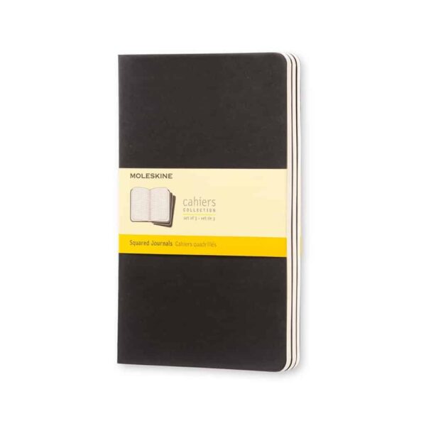 Set 3 Quaderni Moleskine Cahier Journal 13x21 Quadretti Nero