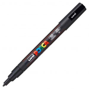 Uni Posca marcatore a tempera silver 0.9-1.3mm nero