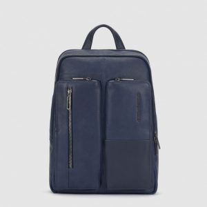 Zaino Piccolo Piquadro porta Computer 14" in pelle Ronnie Blu