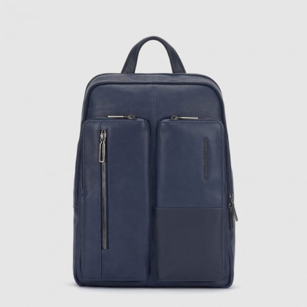 Zaino Piccolo Piquadro porta Computer 14" in pelle Ronnie Blu
