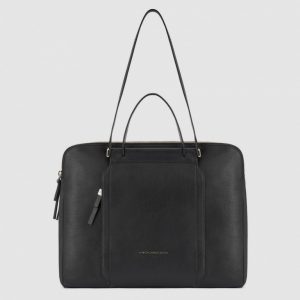 Cartella Piquadro Donna due scomparti porta pc in pelle Circle nera