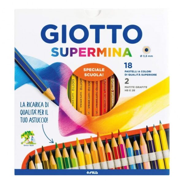 Matite Giotto SUPERMINA 18 colori + 2 Matite Grafite HB