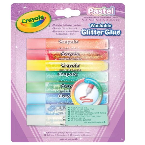 Crayola Pastel Colle Glitter Lavabili Confezione da 8 pezzi