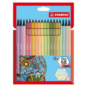 Pennarello Stabilo PEN68 18 colori assortiti Pastello