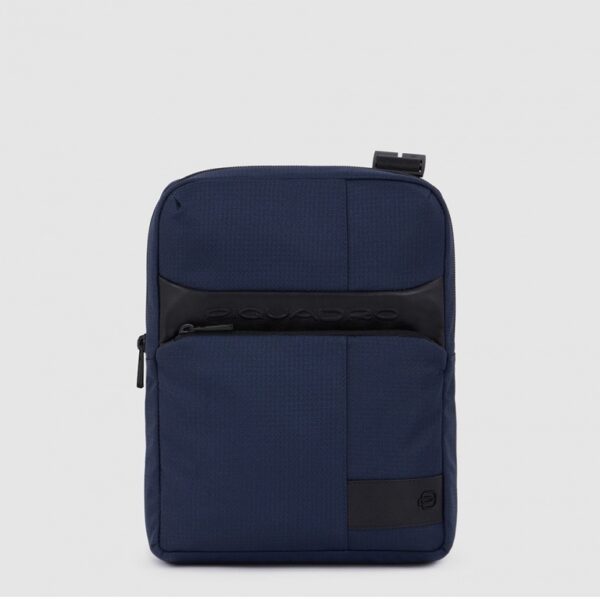 Borsello Piquadro porta Tablet in Pelle e Tessuto Wollen Blu