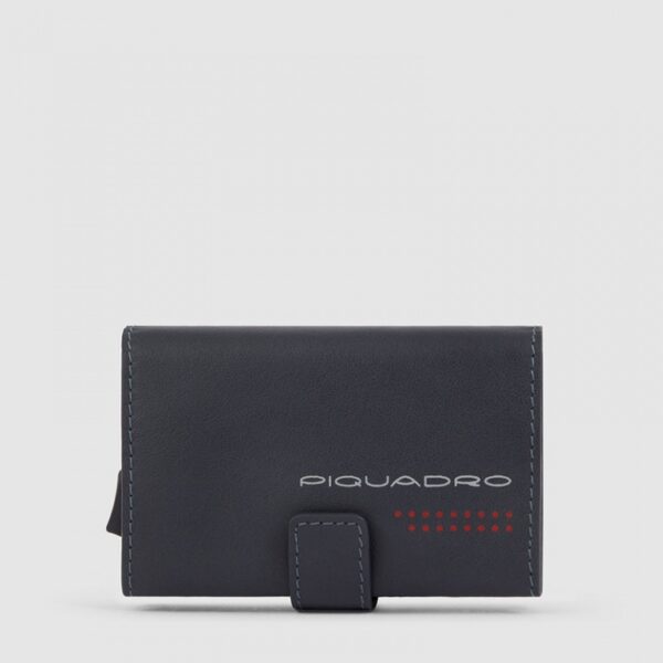 Piquadro Porta Carte di Credito in Metallo e Pelle Urban Grigio/Nero