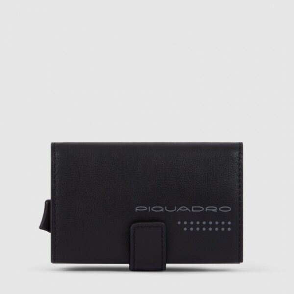 Piquadro Porta Carte di Credito in Metallo e Pelle Urban Nero