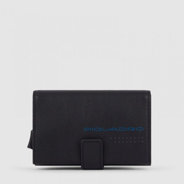Piquadro Porta Carte di Credito in Metallo e Pelle Urban Nero/Grigio