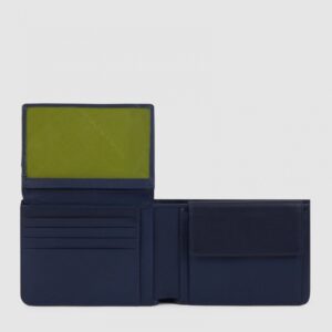 Portafoglio Uomo Con Portadocumenti e Porta Monete In Pelle Blu