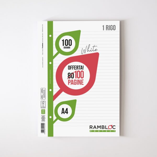 Ricambio rinforzato Rambloc 100 gr. 80+20 pagine A4 1RIGO 90524321N