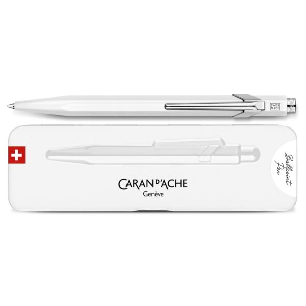 Caran d'Ache Penna a Sfera 849 Pop Line Bianca con Astuccio Metallo Slim