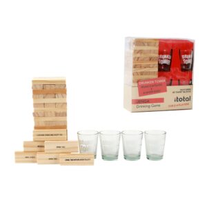 I-Total Drinking Jenga da tavolo con 4 bicchieri