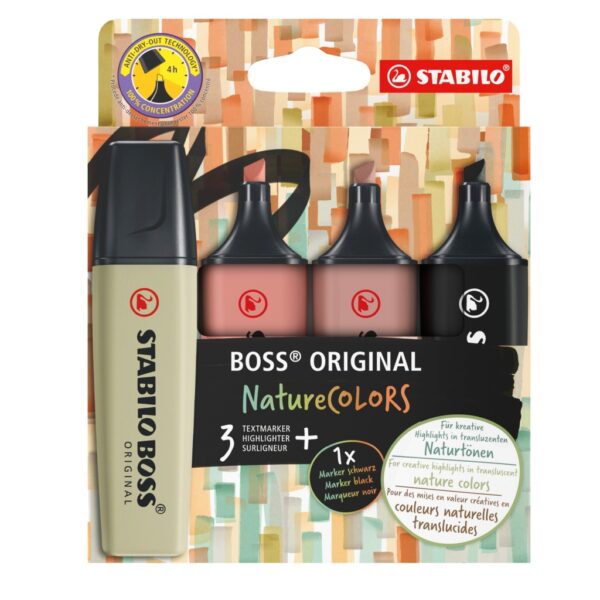 Evidenziatore Stabilo Boss Nature Colors Astuccio 4 colori
