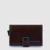 Piquadro Porta Carte di Credito in Metallo e Pelle Blue Square Mogano