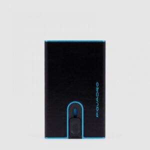 Porta Carte di Credito Piquadro con Sliding System in Pelle Blue Square Nero