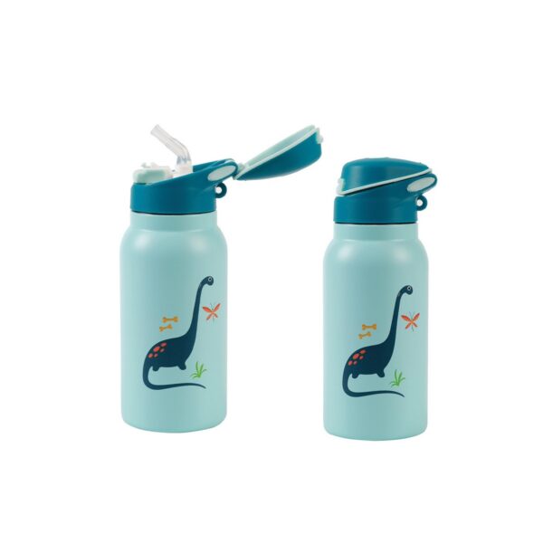 Borraccia Termica In Acciaio Inox con Beccuccio Trasparente e Tappo Richiudibile Dino 350ml