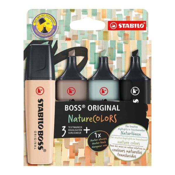 Evidenziatore Stabilo Boss Nature Colors Astuccio 4 colori su linait