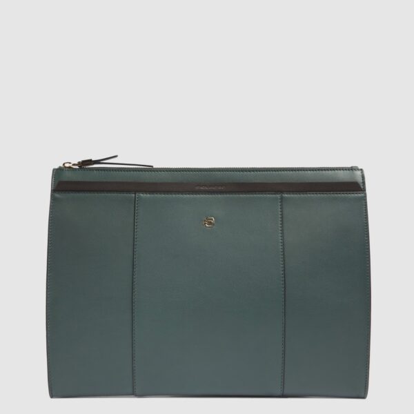Pochette Piquadro porta Tablet 11 Manico Removibile in pelle Circle Verde Scuro/Verde su linait