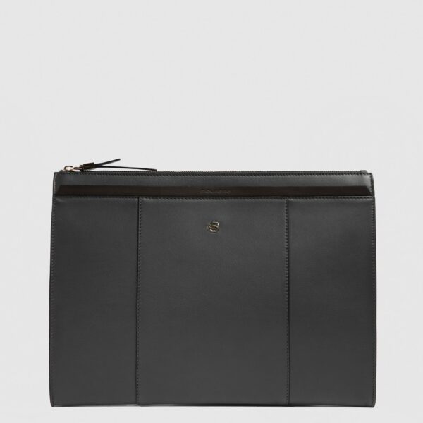 Pochette Piquadro porta Tablet 11 in Pelle Circle Nero su linait