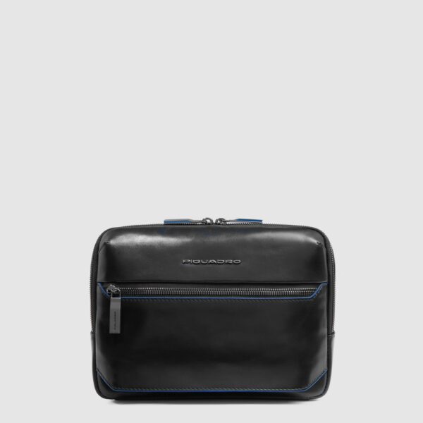 Tracolla Uomo Piquadro Orizzontale porta Tablet Mini in Pelle Blue Square Nero su linait