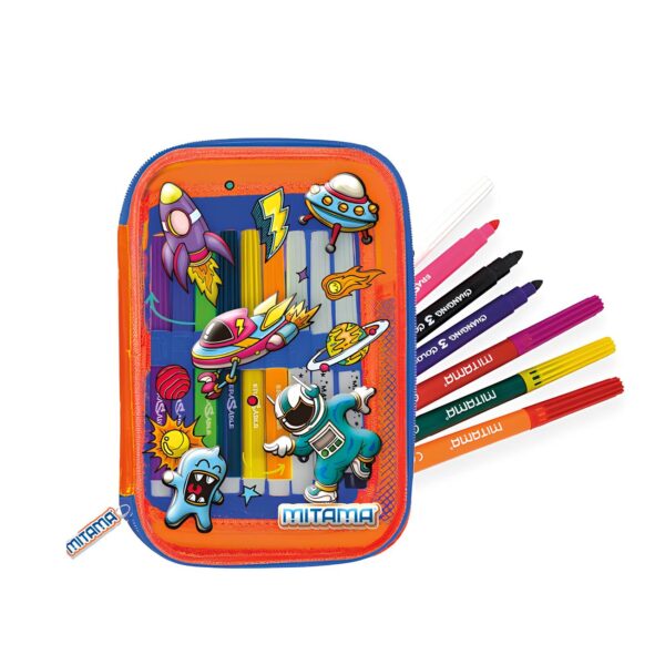 Astuccio Asilo Mitama 1 Zip Magic Pencil Case Arancio su linait