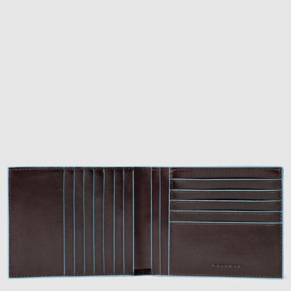 Portafoglio Piquadro Uomo 12 porta carte credito in pelle Blue Square Mogano