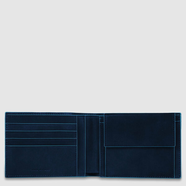 Portafoglio Piquadro uomo con portamonete in pelle Blue Square Blu