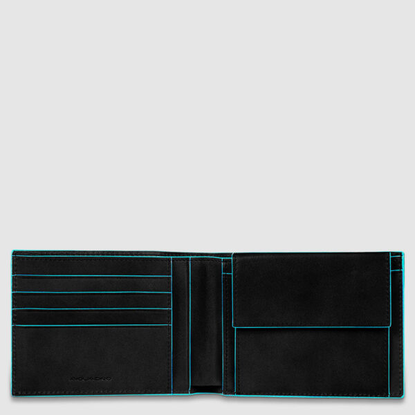 Portafoglio Piquadro uomo con portamonete in pelle Blue Square Nero