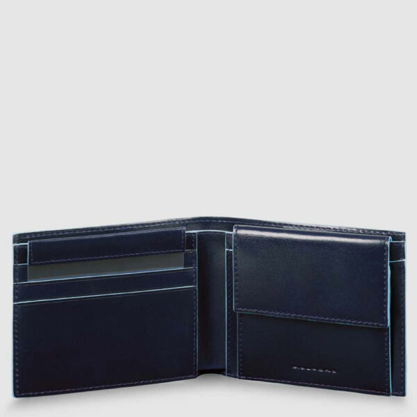 Portafoglio Piquadro uomo con portamonete in pelle Blue Square Blu Notte