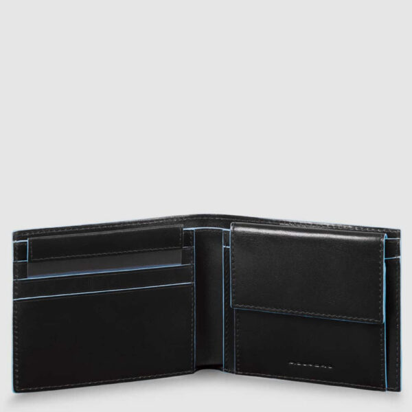 Portafoglio Piquadro uomo con portamonete in pelle Blue Square Nero