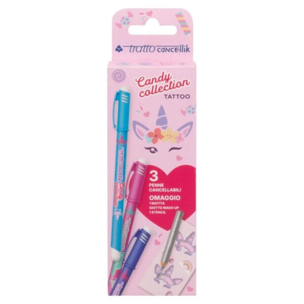 Penna Cancellabile Tratto CANCELLIK Candy Collection confezione 3 Penne con Omaggio Matita Giotto Make Up