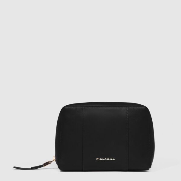 Trousse Piquadro Portatrucchi in Pelle Circle Nero su linait
