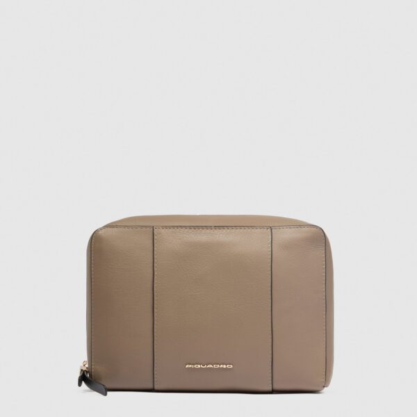 Trousse Piquadro Portatrucchi in Pelle Circle Tortora su linait