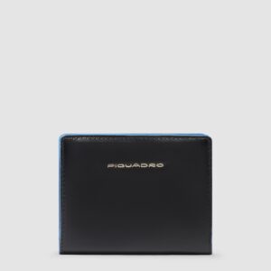 Portafoglio Piquadro Donna Piccolo Con Portamonete In Pelle Blue Square Nero su linait
