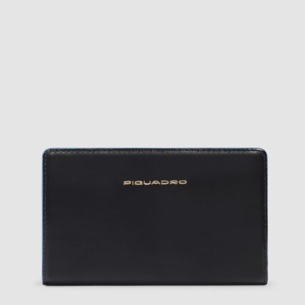 Portafoglio Piquadro Donna Con Portamonete In Pelle Blue Square Nero su linait