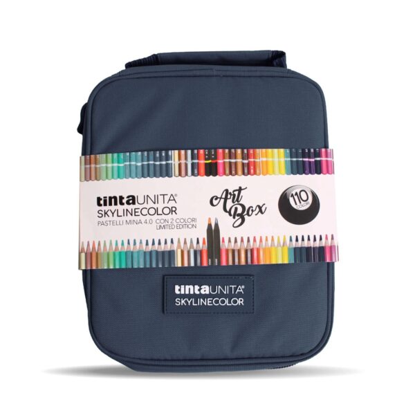 Astuccio Maxi Art Box Tinta Unita Skyline Color 110 colori con Maniglia Blu su linait