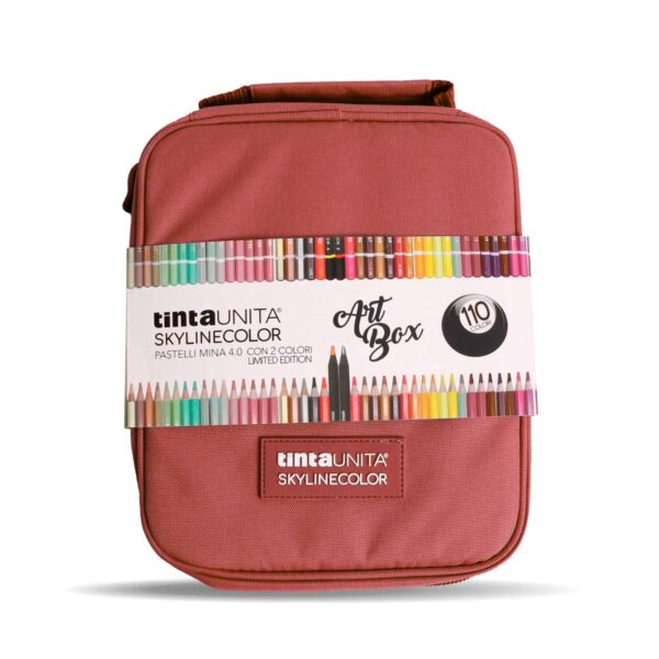 Astuccio Maxi Art Box Tinta Unita Skyline Color 110 colori con Maniglia Rosso Bordeaux su linait