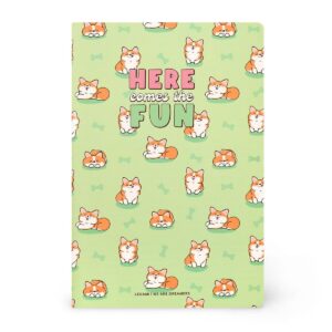 Quaderno a Righe Formato A5 Lined Notebook Green Corgi su linait
