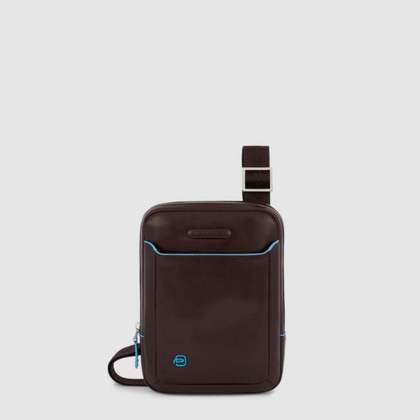 Borsello Mini Uomo in Pelle Piquadro Linea Blue Square mogano
