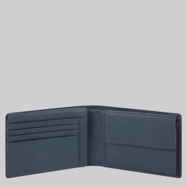 Portafoglio Uomo Piquadro con Porta Documenti In Pelle Akron Blu