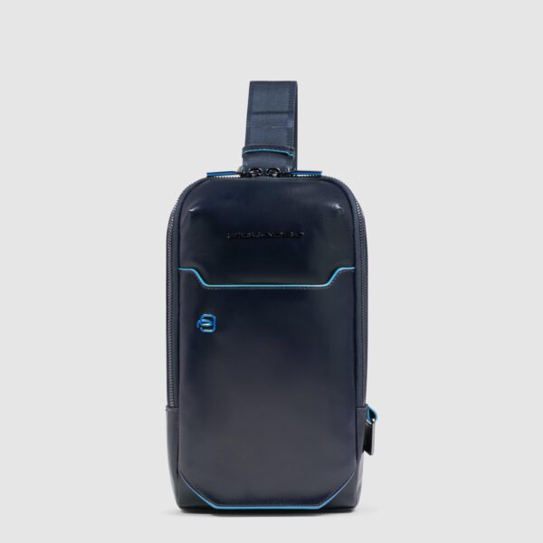 Monospalla Piquadro Uomo Porta iPad Mini in Pelle Blue Square Blu su linait