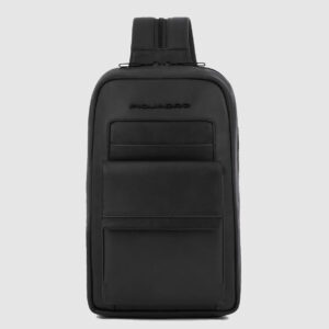 Monospalla Piquadro Uomo Per Tablet Mini Portabile a Zaino In Pelle Finn Nero su linait