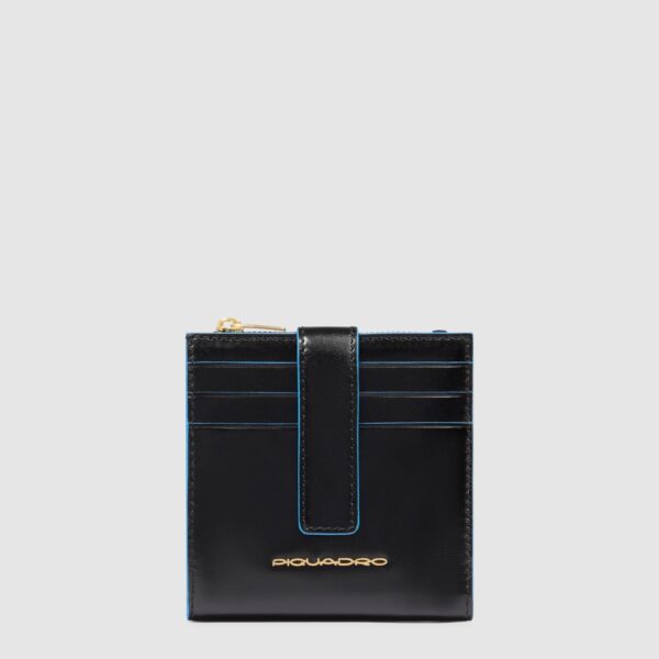 Portacarte Piquadro Donna Con Portamonete In Pelle Blue Square Nero su linait