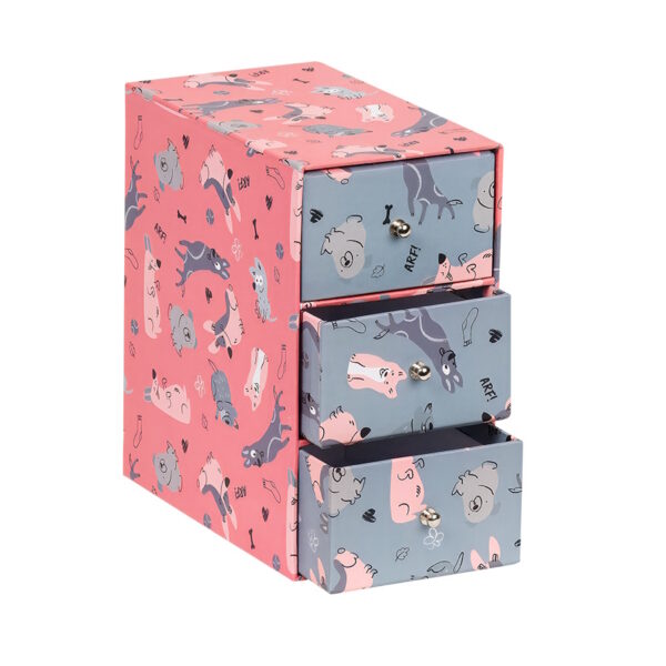 Box Portagioie Con 3 Cassetti Dogs 17x19x10.5cm su linait