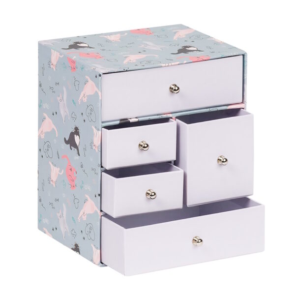 Box Portagioie Con 5 Cassetti Cats 15x12x18cm su linait